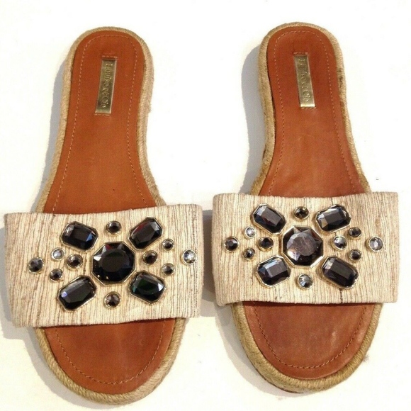 Louise et Cie Shoes - LOUISE ET CIE EMBELLISHED ESPADRILLE SLIDES 8.5